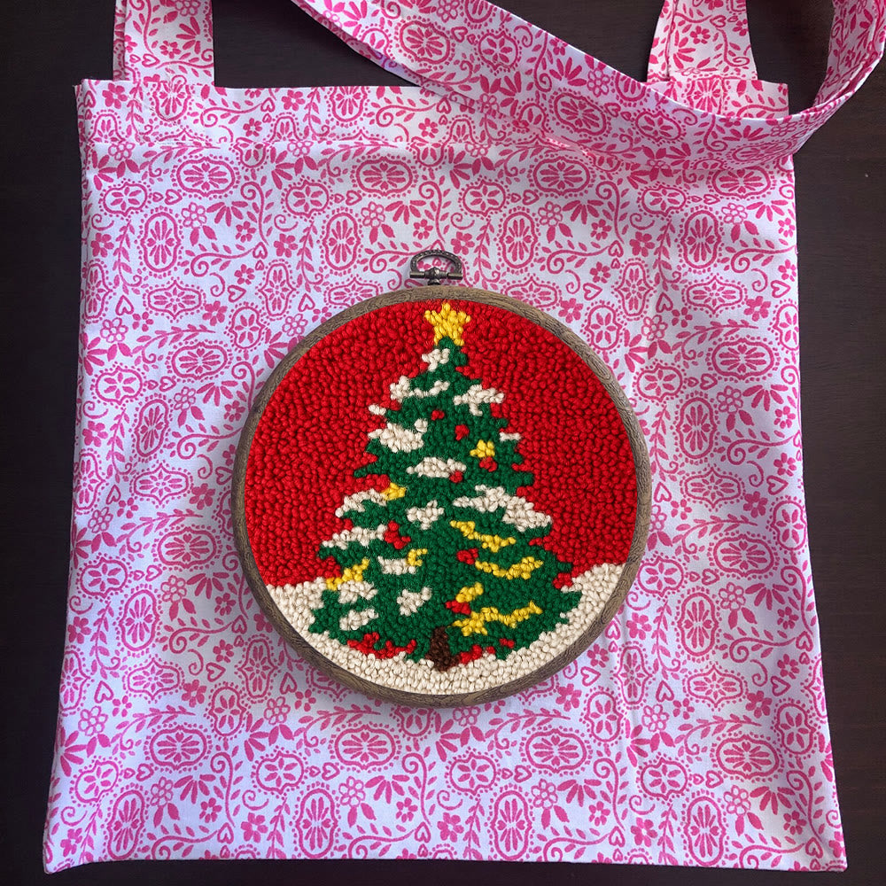 Shiny Christmas Tree Punch Needle Kit - Diy Christmas Needle Art  | Nice Handmade Craft For Kid - image 12