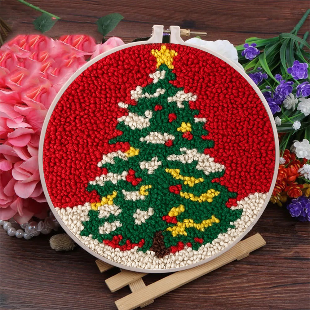 Shiny Christmas Tree Punch Needle Kit - Diy Christmas Needle Art  | Nice Handmade Craft For Kid - image 2