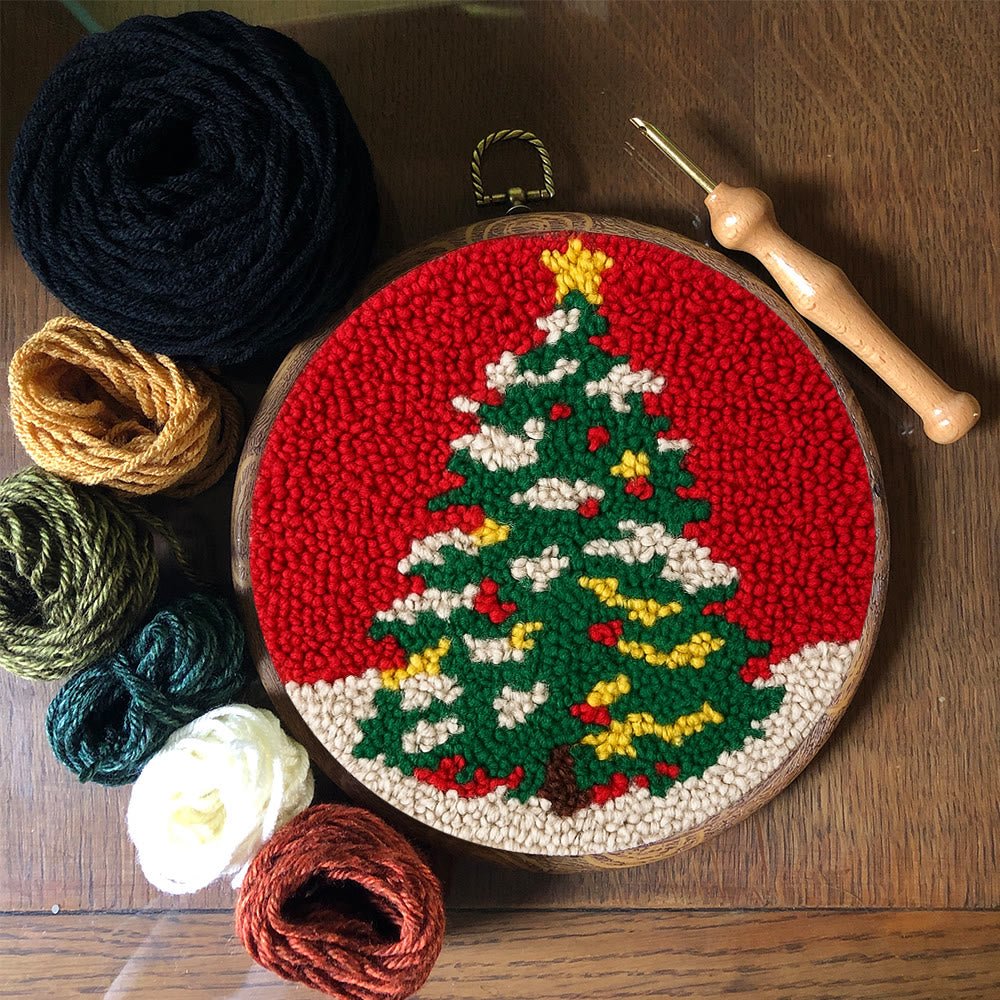 Shiny Christmas Tree Punch Needle Kit - Diy Christmas Needle Art  | Nice Handmade Craft For Kid - image 9
