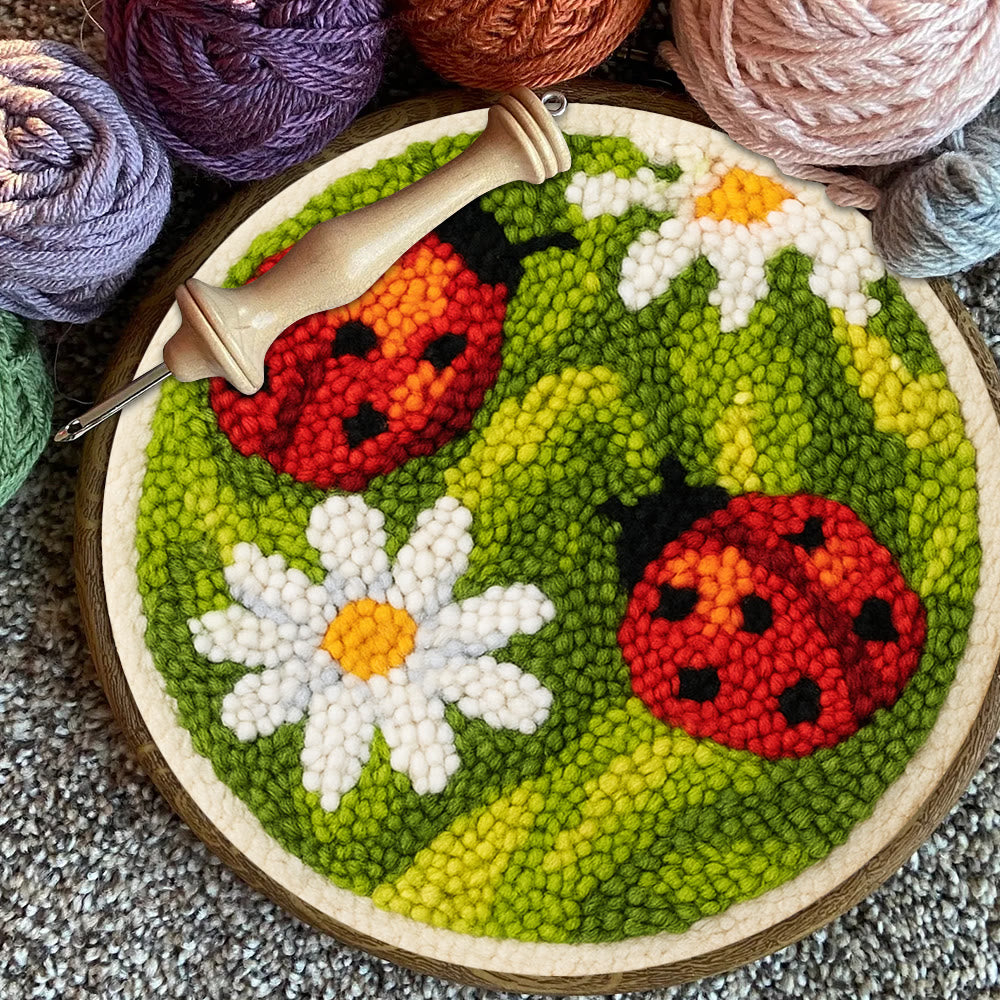 Blooming Flower With Bug Punch Needle Kit - Diy Insect Craft | Nice Home Ornament - image 7