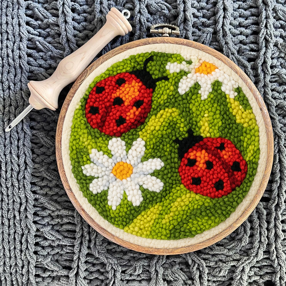 Blooming Flower With Bug Punch Needle Kit - Diy Insect Craft | Nice Home Ornament - image 9