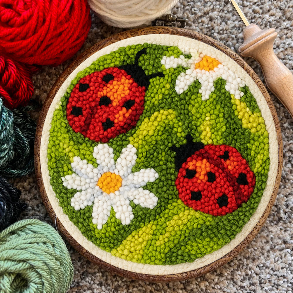 Blooming Flower With Bug Punch Needle Kit - Diy Insect Craft | Nice Home Ornament - image 8