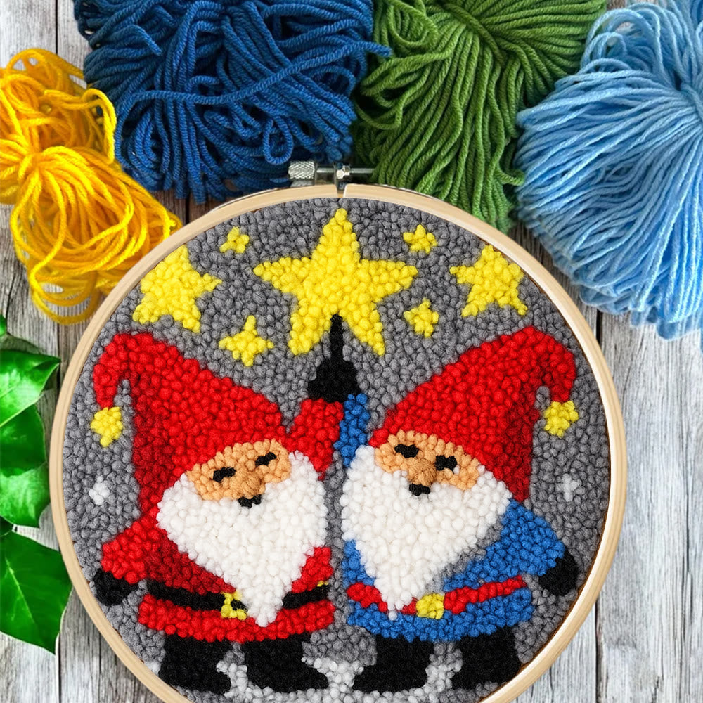 Starry Night Gnomes Punch Needle Kit - Diy Christmas Coaster | Perfect Craft For Beginner  - image 6