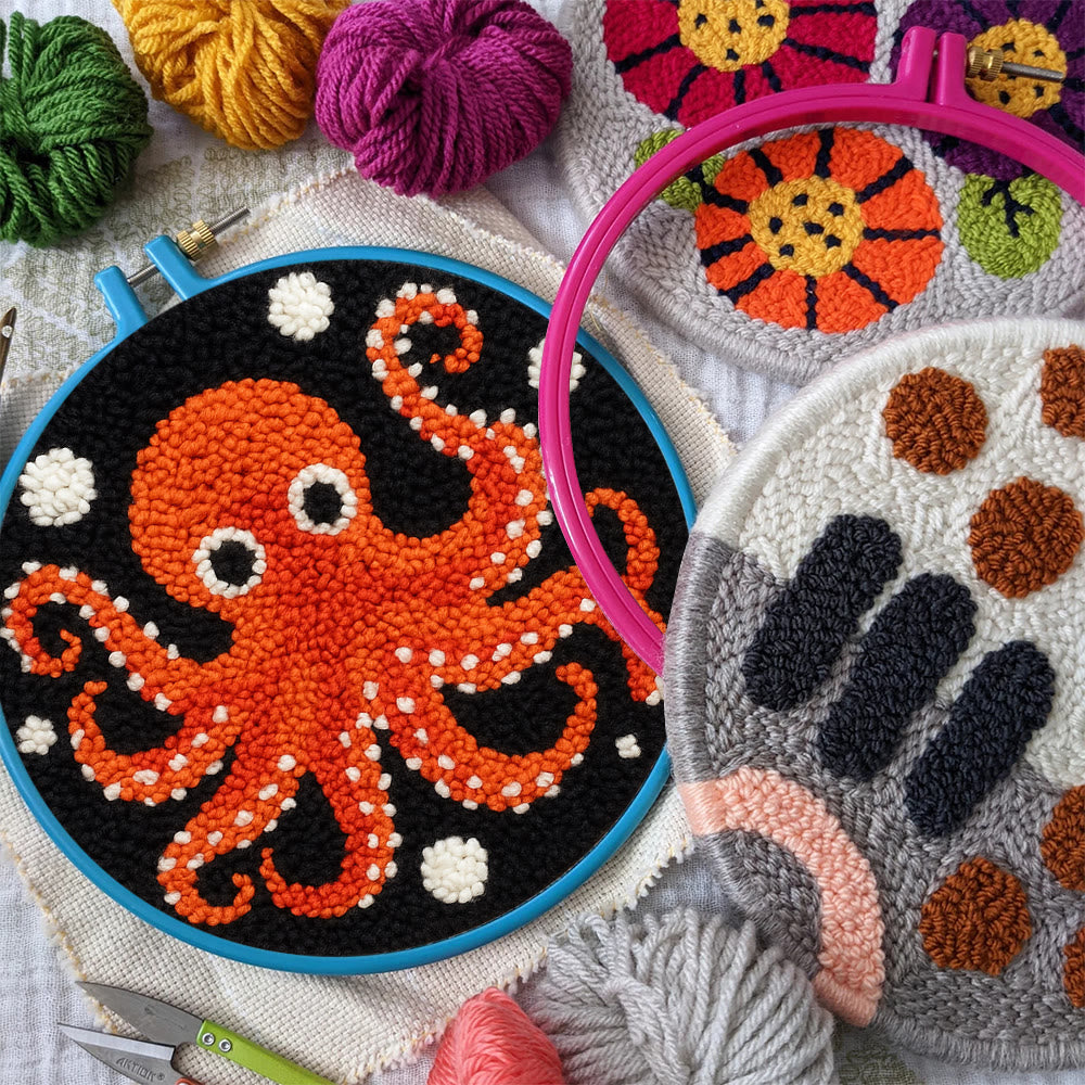 Funny Octopus Punch Needle Kit - Creative Handmade Coaster | Unique Home Decor - image 3
