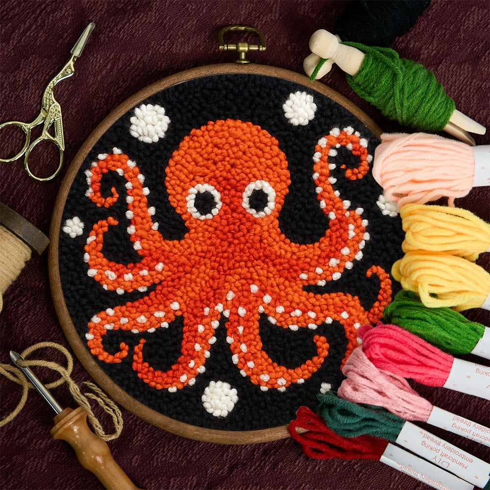 Funny Octopus Punch Needle Kit - Creative Handmade Coaster | Unique Home Decor - image 2
