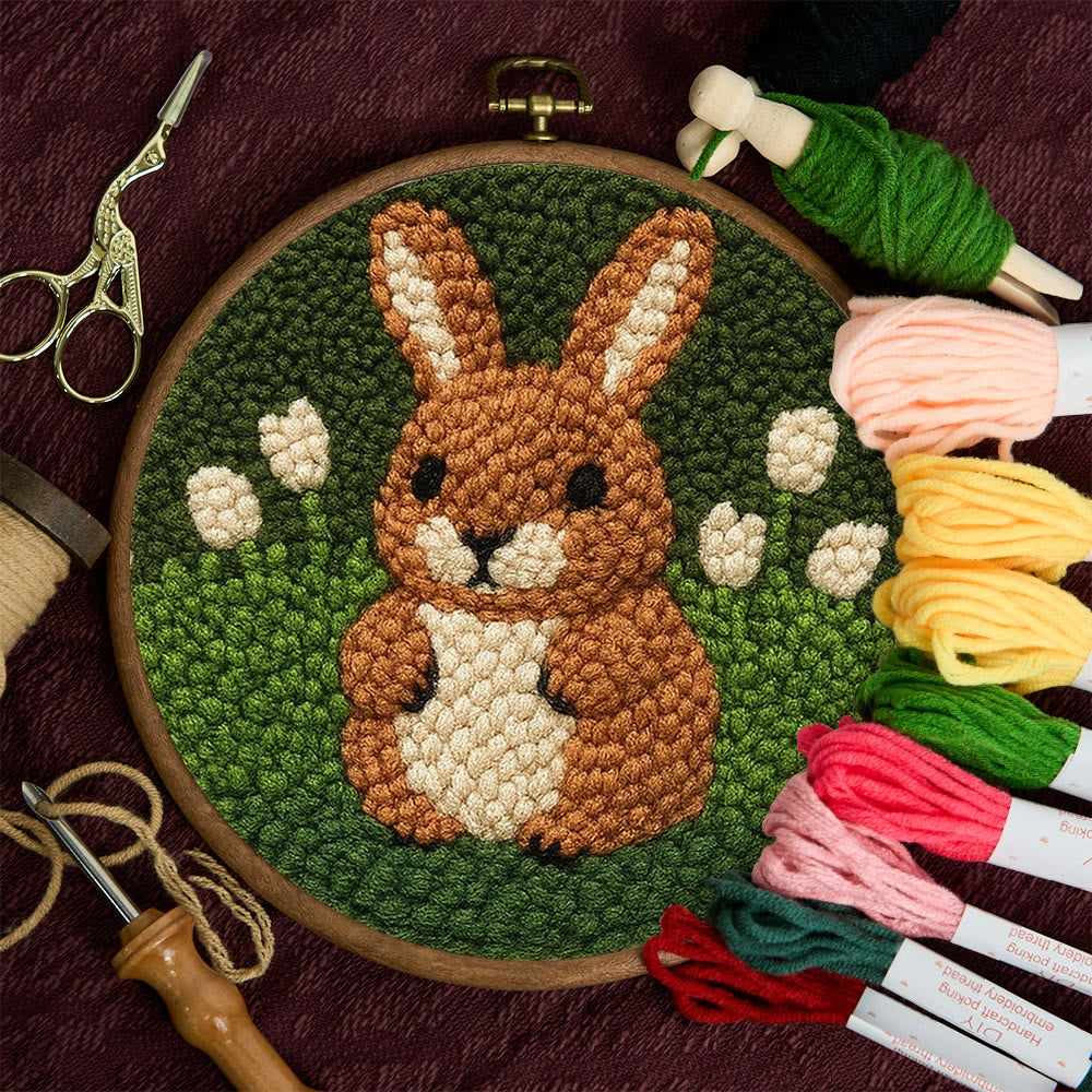 Adorable Bunny  Punch Needle Kit - Diy Christmas Craft | Perfect Birthday Handmade Gift  - image 2