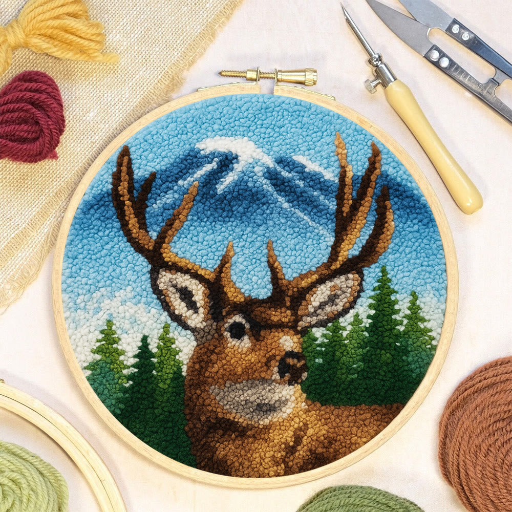 King Of Milu Deer Punch Needle Kit - Diy Animal Handmade Craft | Perfect Art For Home Decor - image 6