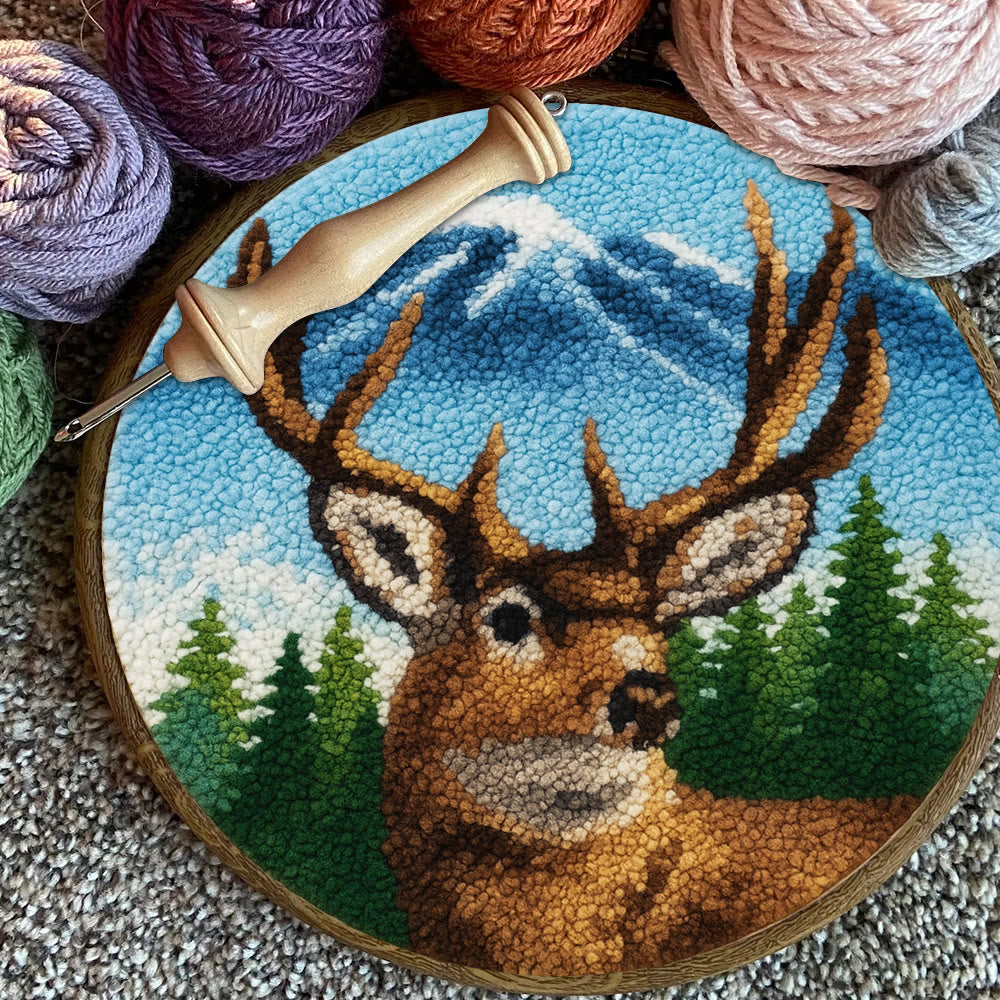 King Of Milu Deer Punch Needle Kit - Diy Animal Handmade Craft | Perfect Art For Home Decor - image 9