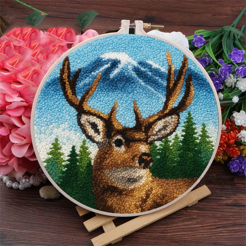 King Of Milu Deer Punch Needle Kit - Diy Animal Handmade Craft | Perfect Art For Home Decor - image 3