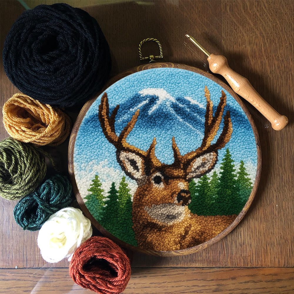 King Of Milu Deer Punch Needle Kit - Diy Animal Handmade Craft | Perfect Art For Home Decor - image 7