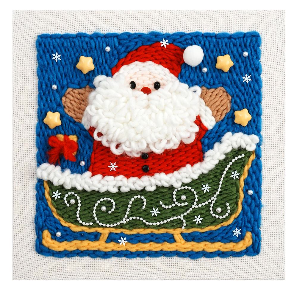 Christmas Series Square Punch Needle Kit - Personalized Needle Craft | Nice Christmas Decorative Gifts  - Santa Claus - image 0