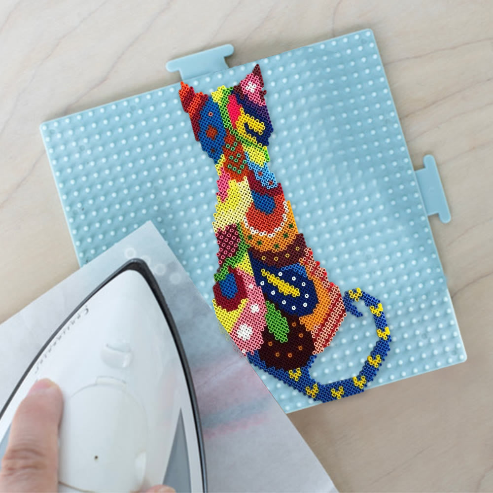 Rubbyoo Perler Beads Kit - Colourful Cat | Easy Animal Craft | Perfect Diy Bag Pendant - image 1