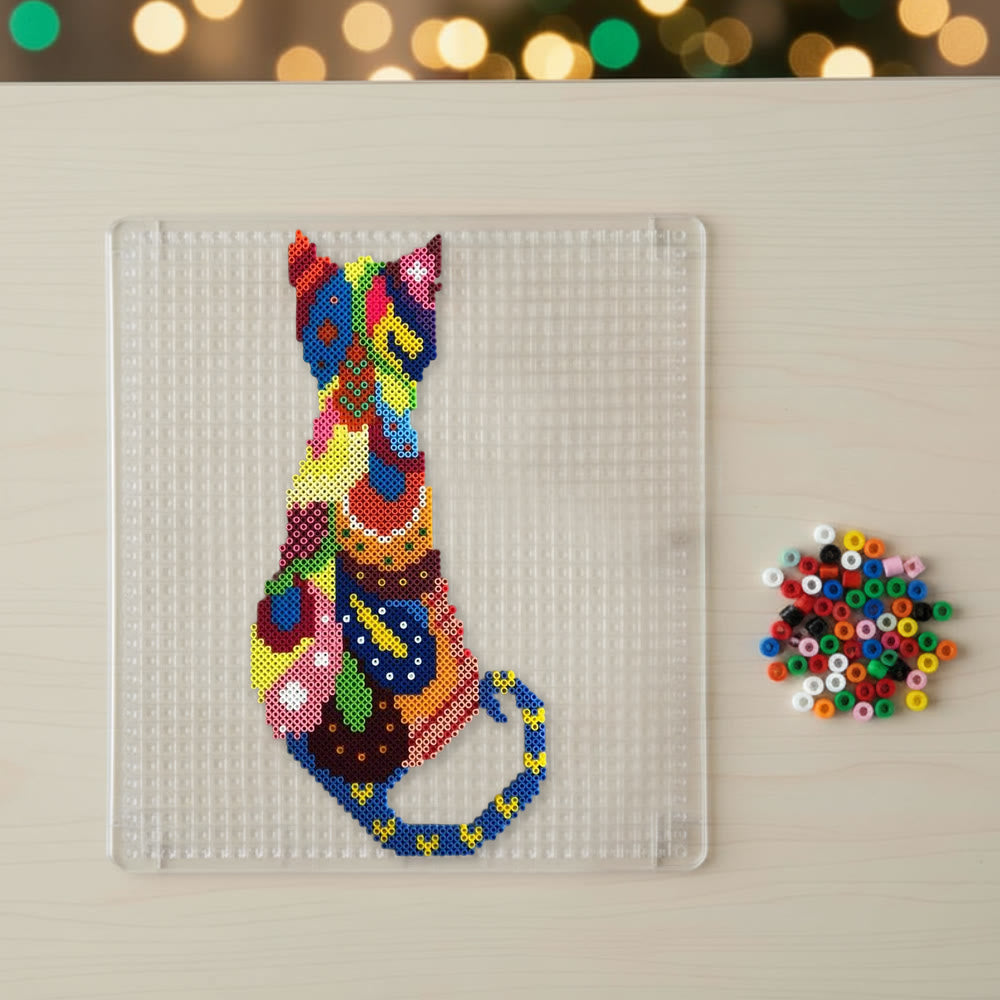 Rubbyoo Perler Beads Kit - Colourful Cat | Easy Animal Craft | Perfect Diy Bag Pendant - image 2
