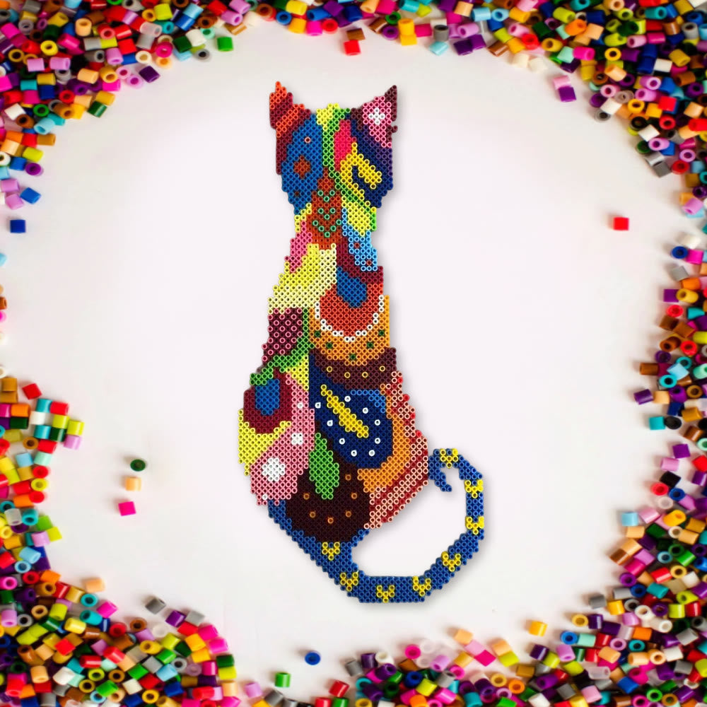 Rubbyoo Perler Beads Kit - Colourful Cat | Easy Animal Craft | Perfect Diy Bag Pendant - image 4