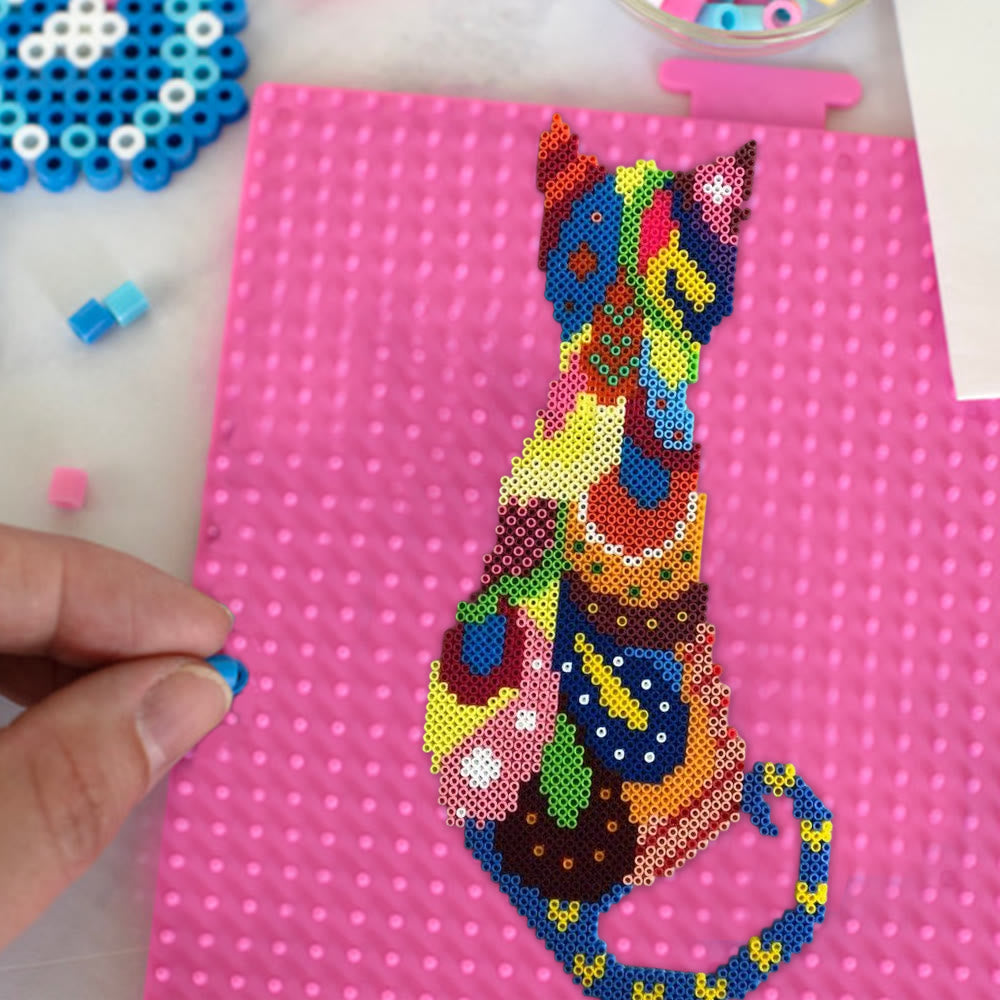 Rubbyoo Perler Beads Kit - Colourful Cat | Easy Animal Craft | Perfect Diy Bag Pendant - image 5