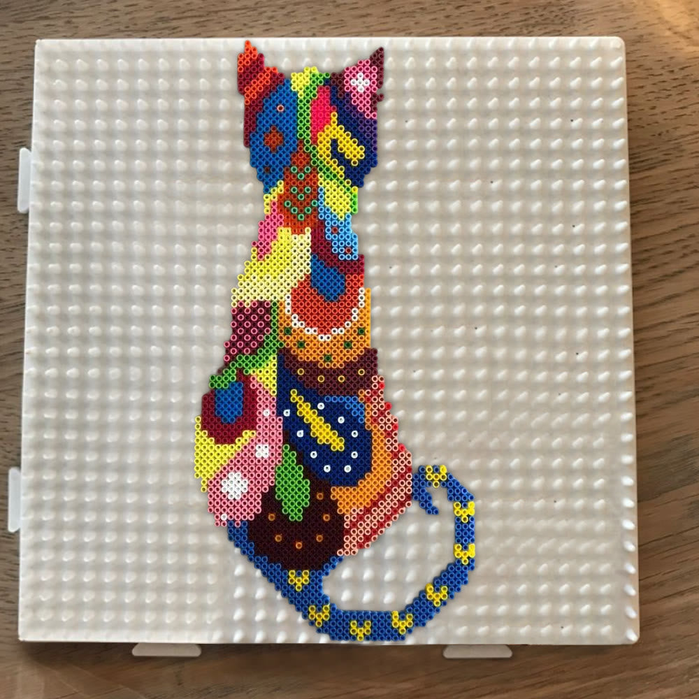 Rubbyoo Perler Beads Kit - Colourful Cat | Easy Animal Craft | Perfect Diy Bag Pendant - image 6