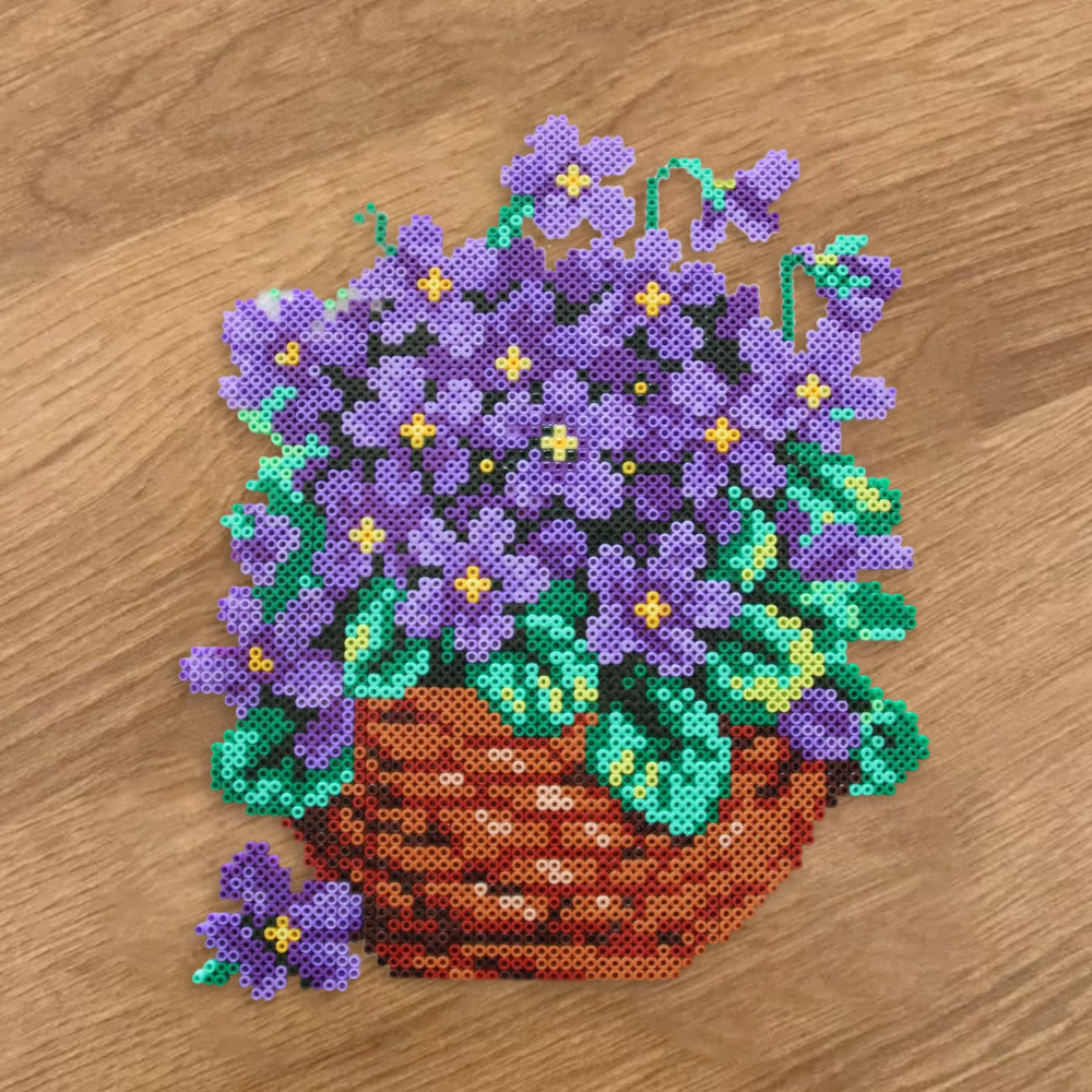 Rubbyoo Perler Beads Kit - Purple Flower | Floral Beginner Craft | Handmade Home Decoration - image 6