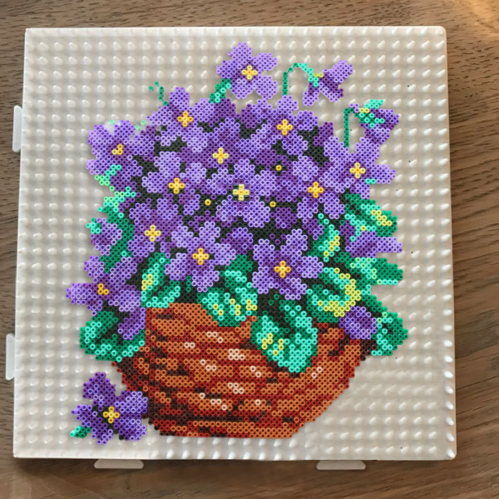 Rubbyoo Perler Beads Kit - Purple Flower | Floral Beginner Craft | Handmade Home Decoration - image 4