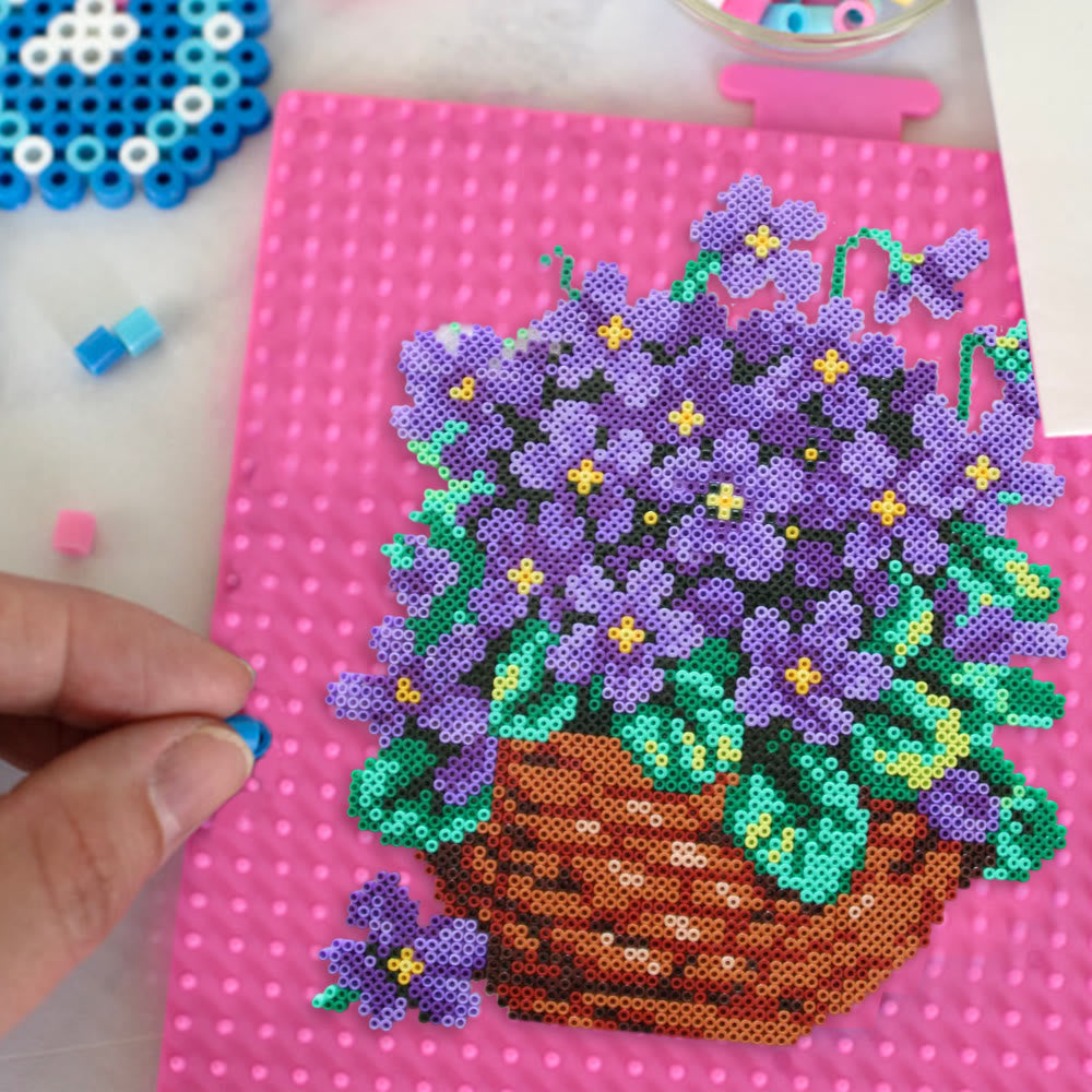 Rubbyoo Perler Beads Kit - Purple Flower | Floral Beginner Craft | Handmade Home Decoration - image 3