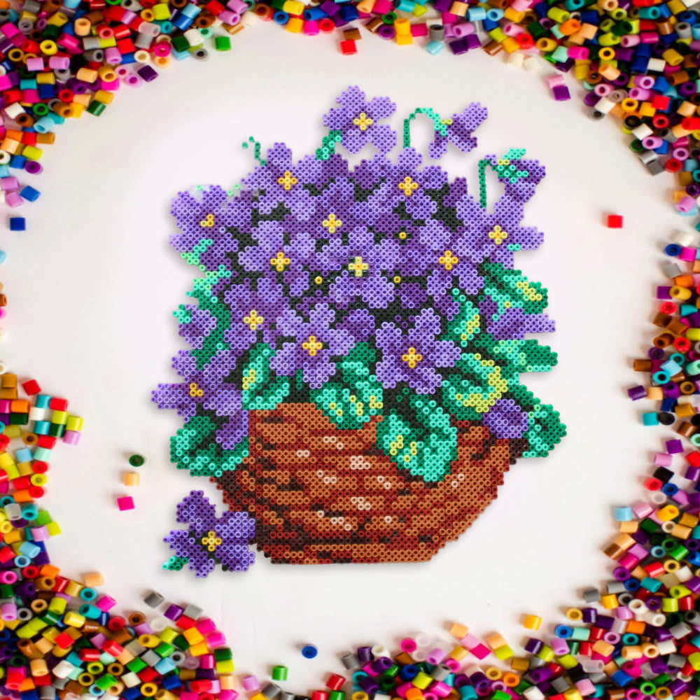 Rubbyoo Perler Beads Kit - Purple Flower | Floral Beginner Craft | Handmade Home Decoration - image 7