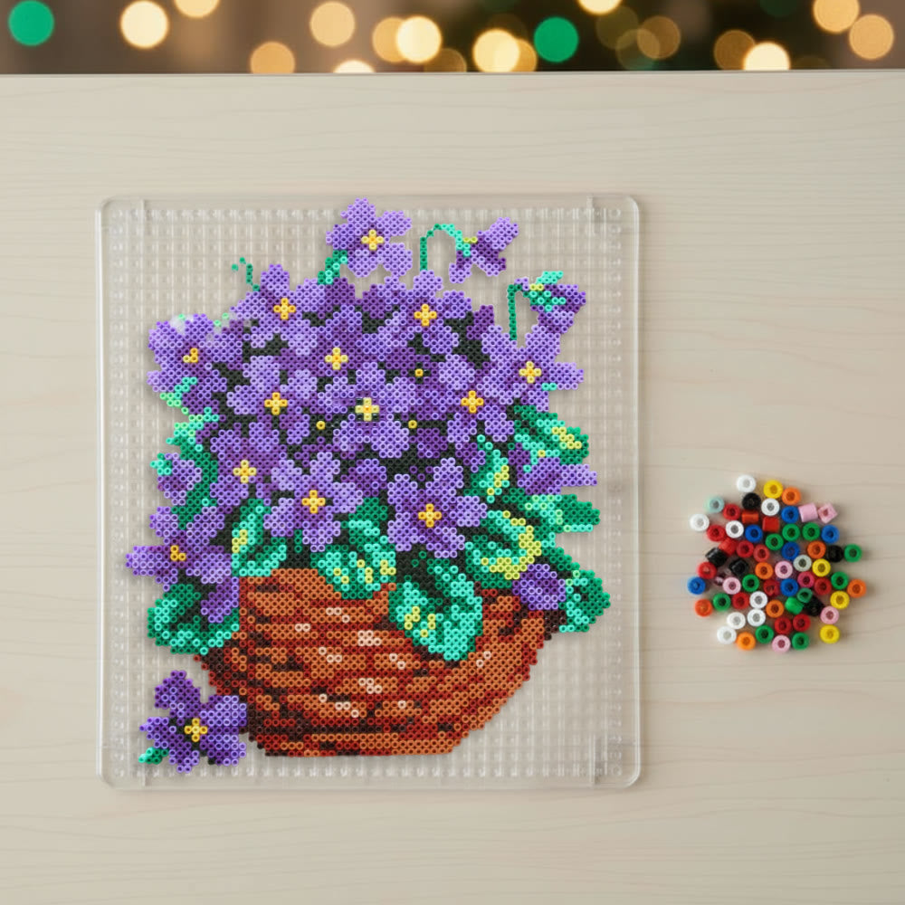 Rubbyoo Perler Beads Kit - Purple Flower | Floral Beginner Craft | Handmade Home Decoration - image 2