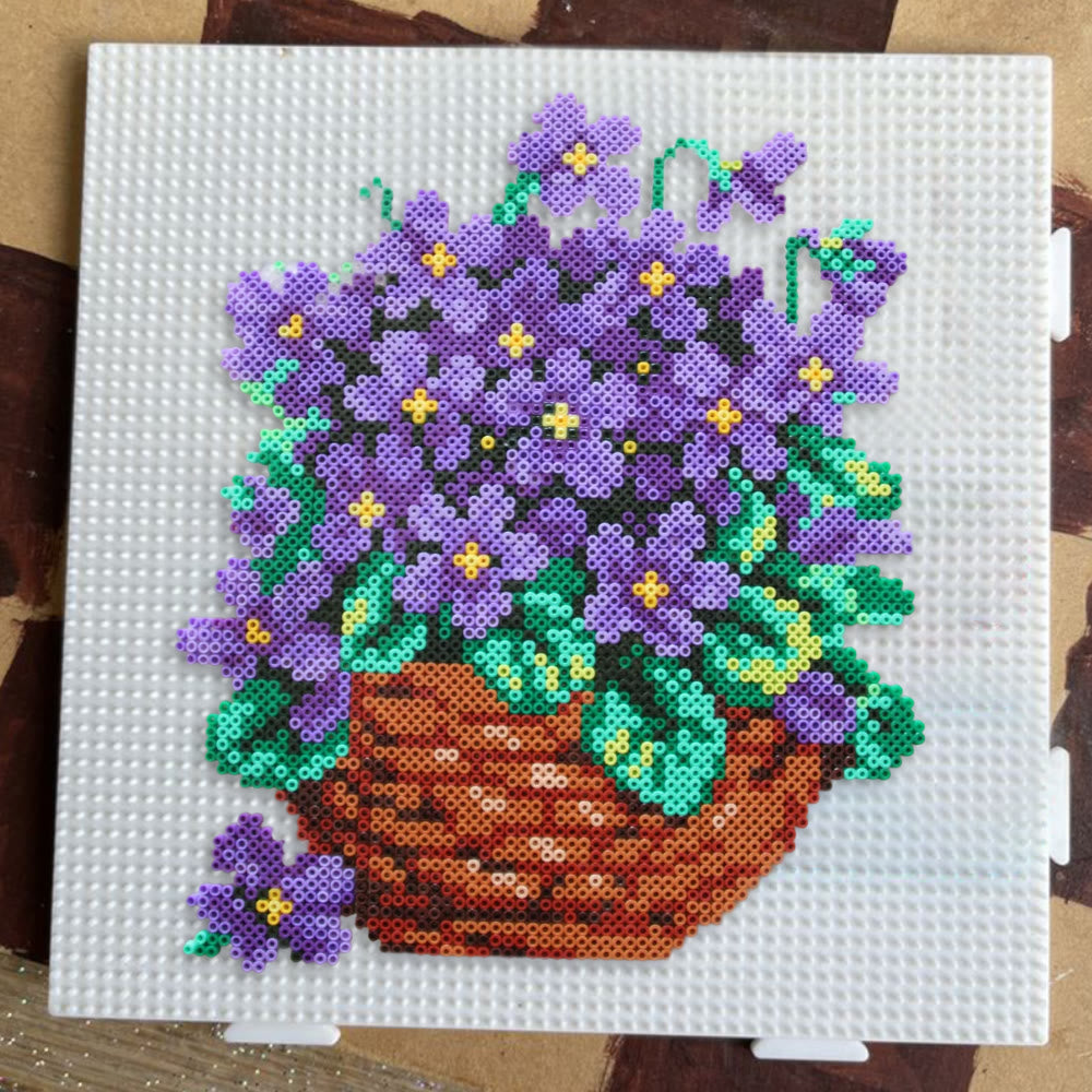 Rubbyoo Perler Beads Kit - Purple Flower | Floral Beginner Craft | Handmade Home Decoration - image 5