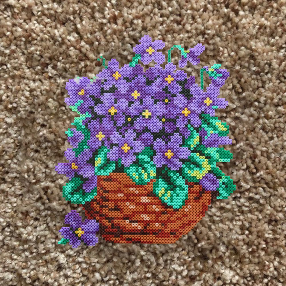 Rubbyoo Perler Beads Kit - Purple Flower | Floral Beginner Craft | Handmade Home Decoration - image 8