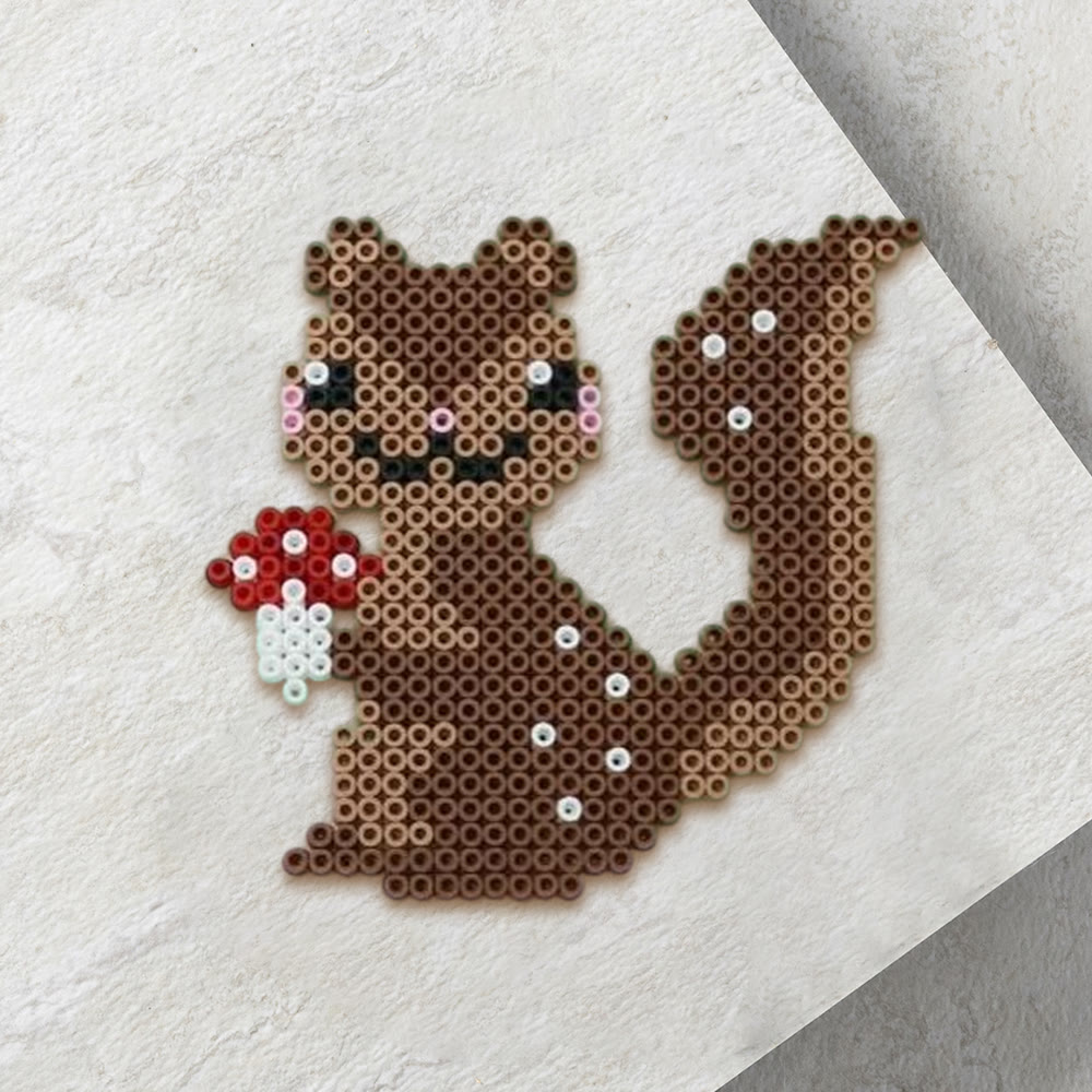 Rubbyoo Perler Beads Kit - Mushroom Squirrel | Fall Hanging Decor | Nice Diy Gift For Friend - image 5