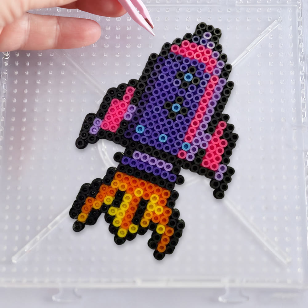 Rubbyoo Perler Beads Kit - Rocket Ship | Diy Handmade Craft For Kid | Creative Pixel Decor - image 1