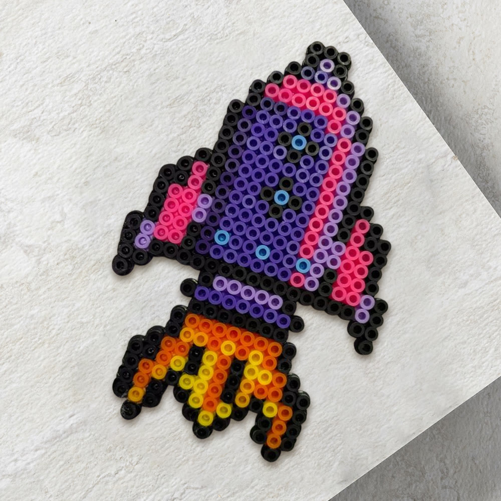 Rubbyoo Perler Beads Kit - Rocket Ship | Diy Handmade Craft For Kid | Creative Pixel Decor - image 8