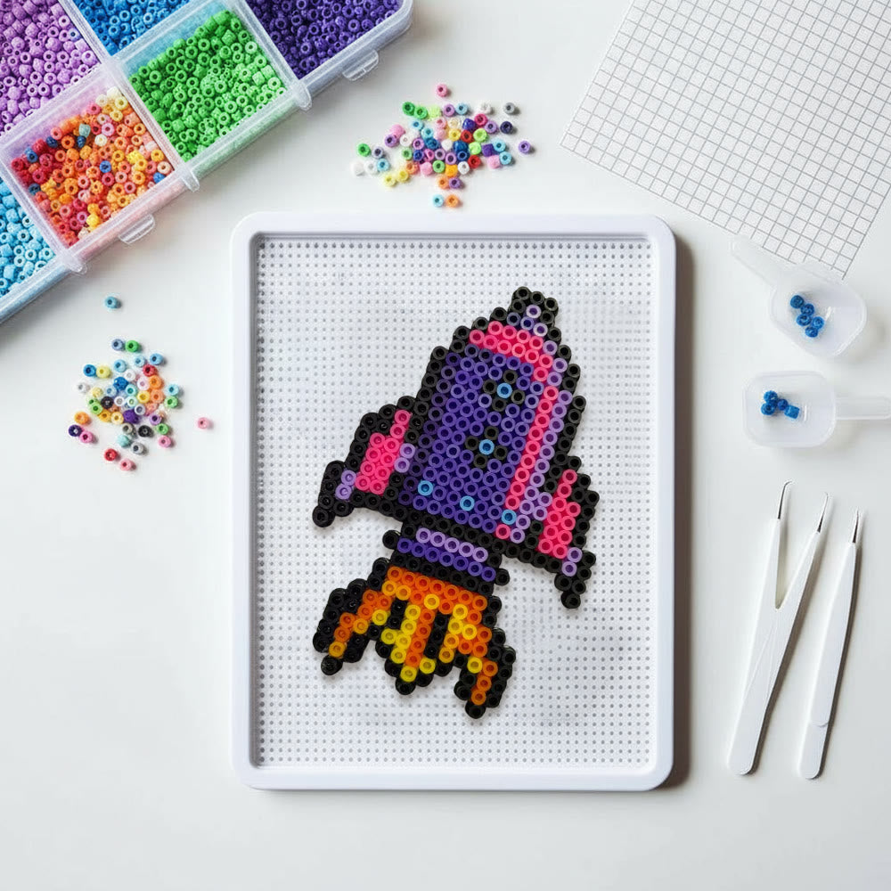 Rubbyoo Perler Beads Kit - Rocket Ship | Diy Handmade Craft For Kid | Creative Pixel Decor - image 5