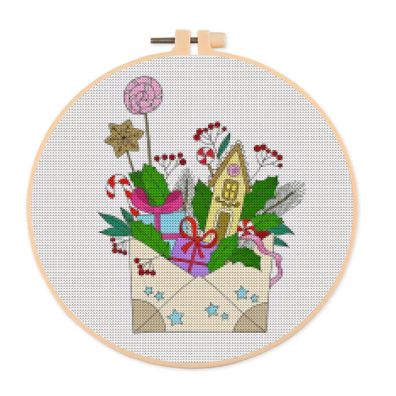  Cross Stitch Kit - New Year Envelope | Christmas Celebration Handicraft | Festival Home Decor - 20×20cm - image 0