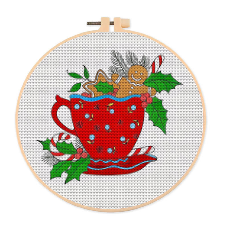 Cross Stitch Kit - Christmas Cup | Winter Needle Artwork | Unique Holiday  Collection - 20×20cm - image 0