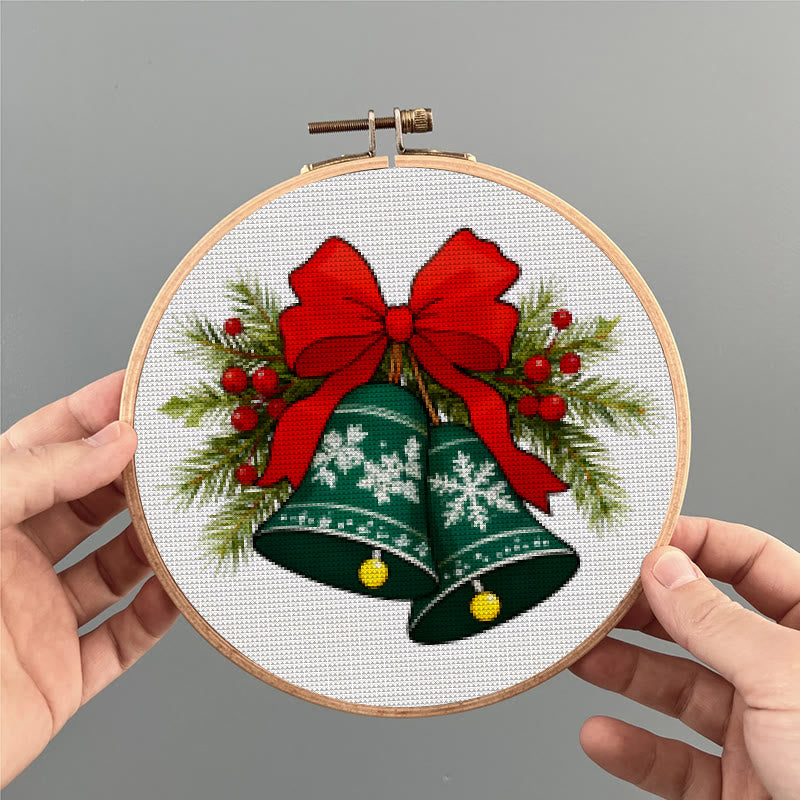 Cross Stitch Kit - Christmas Bell | Christmas Tree Ornament | Diy Hoop Art - image 3