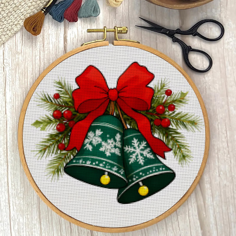 Cross Stitch Kit - Christmas Bell | Christmas Tree Ornament | Diy Hoop Art - image 2