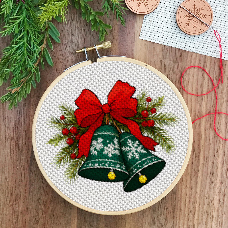 Cross Stitch Kit - Christmas Bell | Christmas Tree Ornament | Diy Hoop Art - image 6