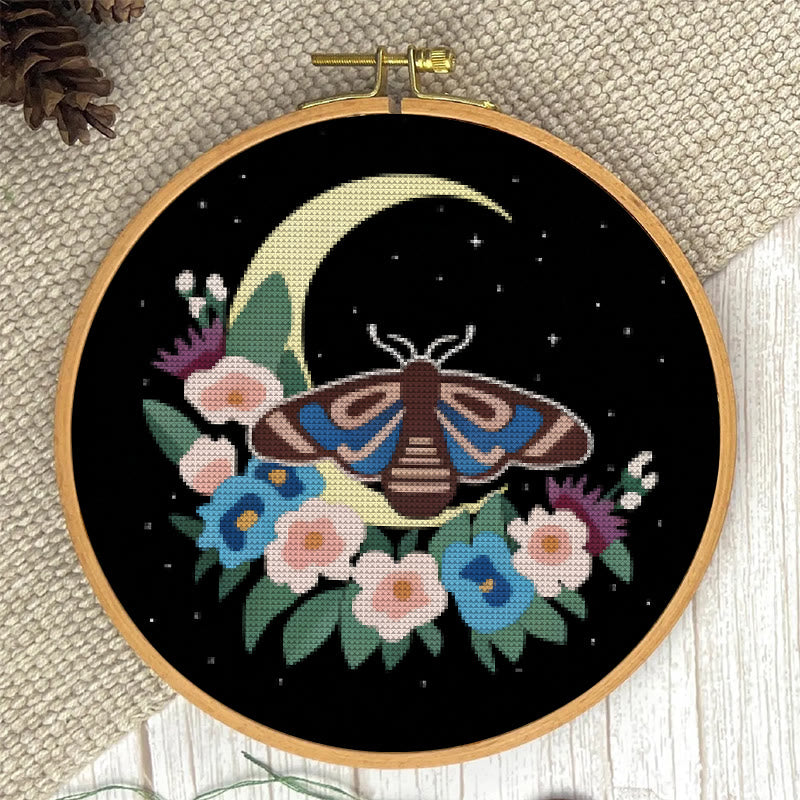 Cross Stitch Kit - Moonlight Moth | Creative Insect Artwork | Perfect For Room Decor - image 2