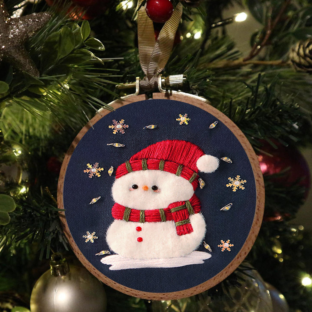 Rubbyoo Embroidery Kit - Cute Snowman | Diy Stitch Decorative Craft | Perfect Christmas Ornament - image 1
