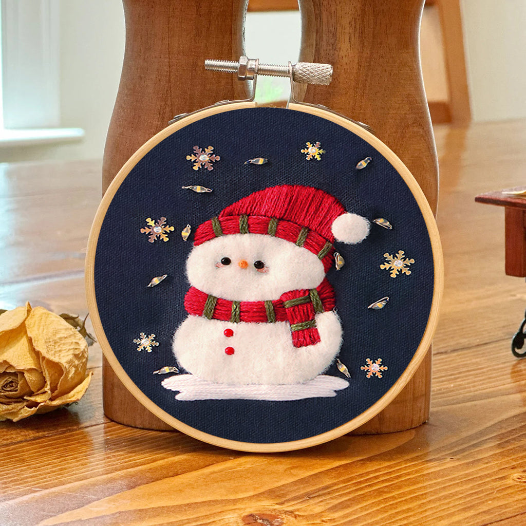 Rubbyoo Embroidery Kit - Cute Snowman | Diy Stitch Decorative Craft | Perfect Christmas Ornament - image 8