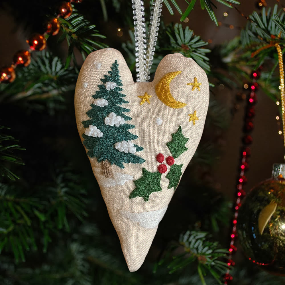 Rubbyoo Heart Embroidery Kit - Christmas Sign | Perfect For Home Decor | Handmade Needle Artwork - image 0