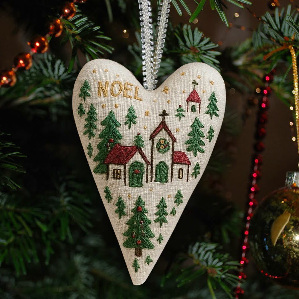 Rubbyoo Heart Embroidery Kit - Church | Christmas Decoration | Handmade Needle Artwork - image 0