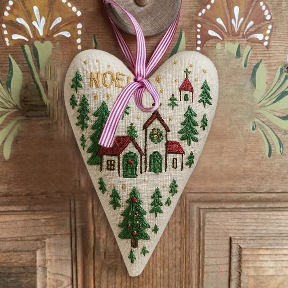 Rubbyoo Heart Embroidery Kit - Church | Christmas Decoration | Handmade Needle Artwork - image 3