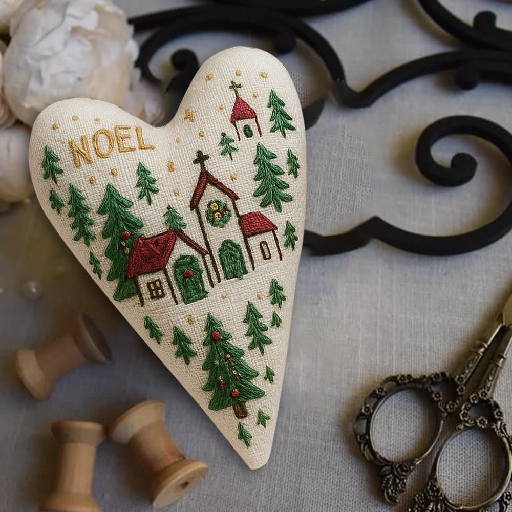 Rubbyoo Heart Embroidery Kit - Church | Christmas Decoration | Handmade Needle Artwork - image 2