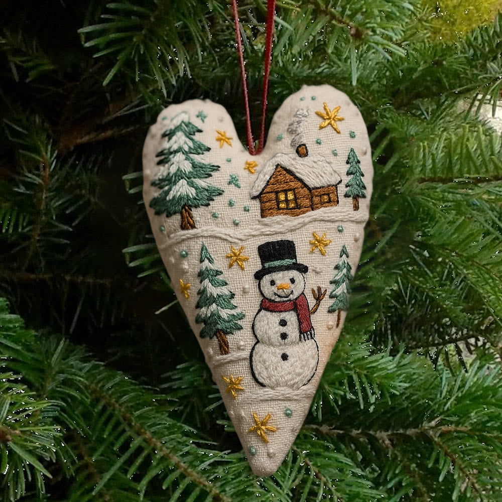 Rubbyoo Heart Embroidery Kit - Christmas Snowman | Winter Handmade Art | Diy Christmas Gift - image 0