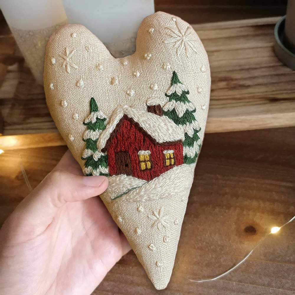 Rubbyoo Heart Embroidery Kit - Winter Red House | Home Decoration | Nice Gift For Friend - image 9