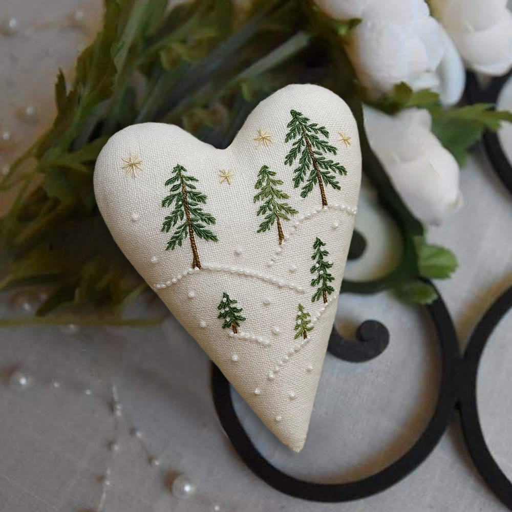 Rubbyoo Heart Embroidery Kit - Snowy Pine Forest | Winter Home Decor | Charming Gift For Nature Lovers - image 1