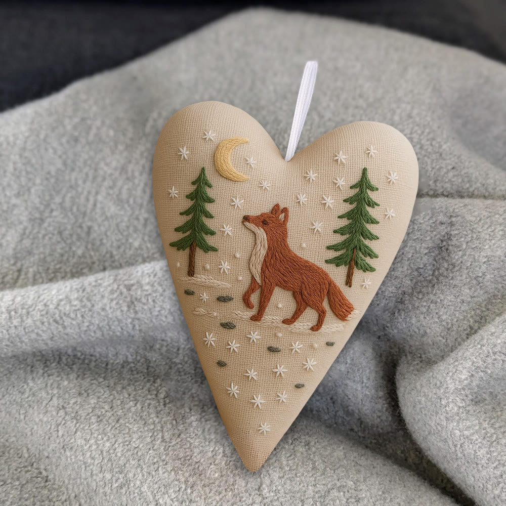 Rubbyoo Heart Embroidery Kit - Moonlit Fox | Winter Home Accent | Unique Gift Of Wildlife - image 3