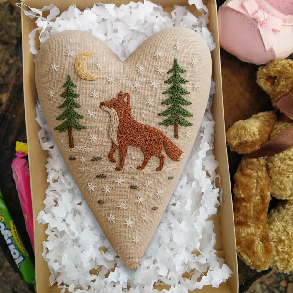 Rubbyoo Heart Embroidery Kit - Moonlit Fox | Winter Home Accent | Unique Gift Of Wildlife - image 4