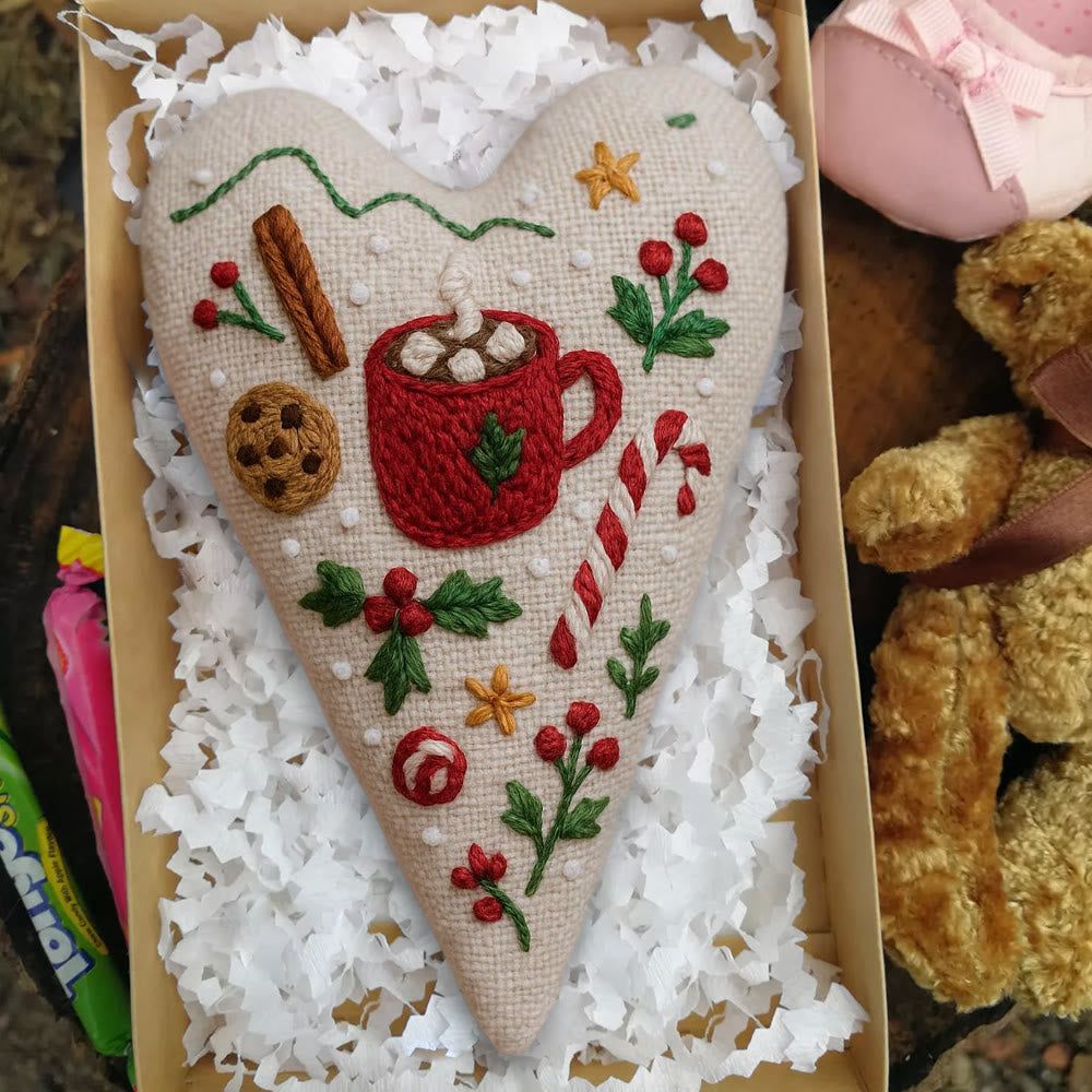Rubbyoo Heart Embroidery Kit - Christmas Hot Cocoa | Festive Diy Craft | Warm Home Hanging - image 5