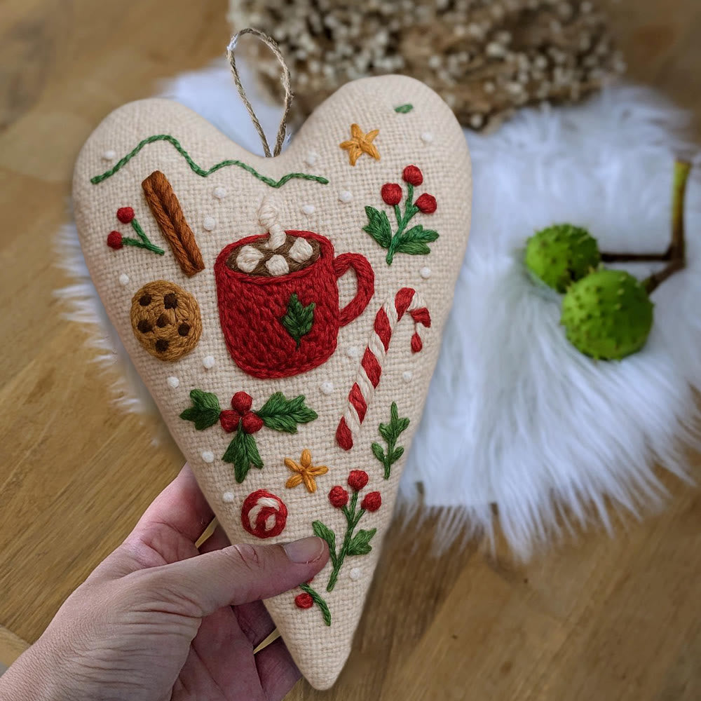 Rubbyoo Heart Embroidery Kit - Christmas Hot Cocoa | Festive Diy Craft | Warm Home Hanging - image 7
